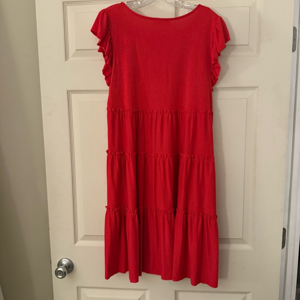 Zenana Outfitters Vibrant Red Tiered Dress